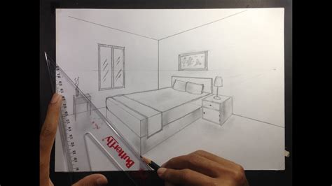 How To Draw A Simple Bedroom In Two Point Perspective รูปวาดห้องนอน