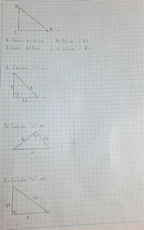 Calcule El Valor Desconocido De Cada Triángulo Rectángulo Con El