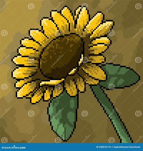 Pixel Art Artistic Blooming Sunflower Stock Vector Illustration Of