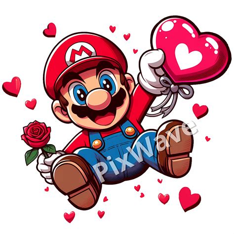 Super Mario Valentines Svg Cute Mario Love Png Mario Valentines Day