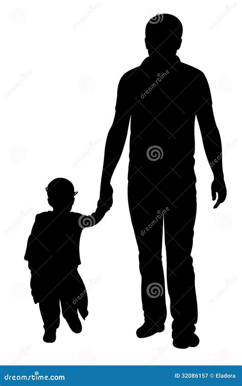 Father And Daughter Walking Silhouette Vector Stock Vector Image