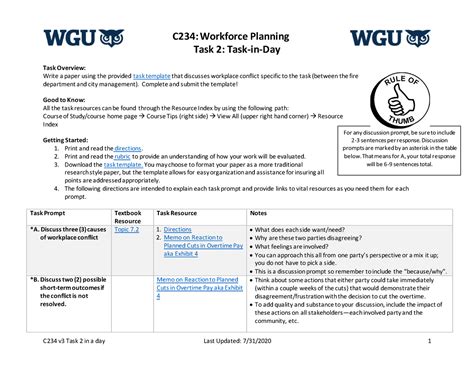 C234 V3 Task 2 In A Day Practice Materials C234 Workforce