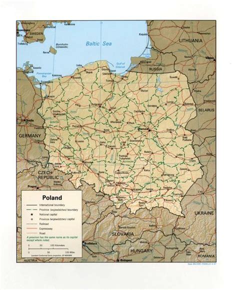Mapa Físico De Polonia 1997 Polonia Ex