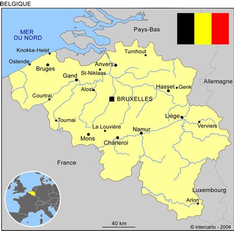 A Map Of Belgium Showing The Major Cities
