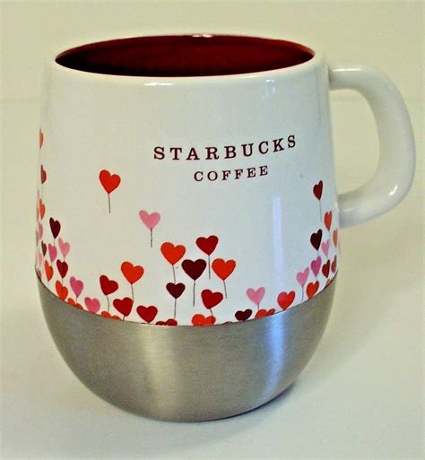 Starbucks Valentine Heart Cup Coffee Mug Stainless Steel Bottom 14 Oz