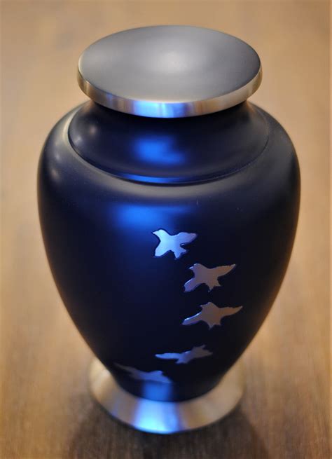 Midnight Blue Cremation Urn For Human Ashes Brass Doves Etsy