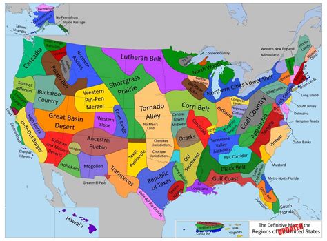 A Definitive Map Of Us Regions Oc 1890 X 1397 Map Geography