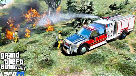 Gta 5 Firefighter Mod Brush Firetruck Responding To A Wildfire Lspdfr