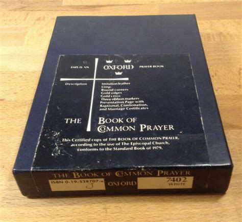 1979 Episcopal Church Book Of Common Prayer Oxford White 7402