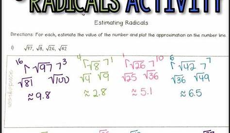 Estimating Radicals Activity | 8th Grade Math | 8th grade math, Math