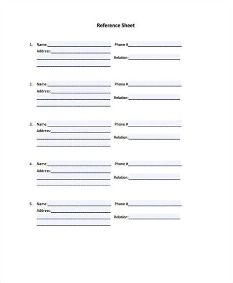 Blank Personal Reference Forms Images And Photos Finder