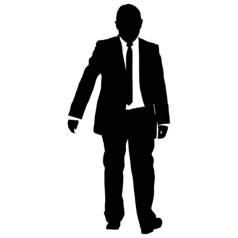 Silhouette Businessman Man In Suit With Tie On A White Background