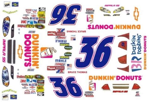 36 Bruce Thomas Dunkin Donuts 132nd Scale Slot Car Decals Ebay