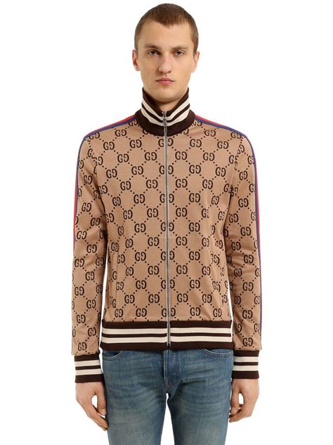 Gucci Gg Zipped Jacquard Track Jacket In Brown For Men Lyst Uk