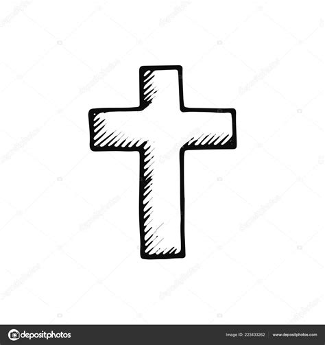 Cross Icon Sketch Isolated Object Black — Stock Vector © Abree 223433262