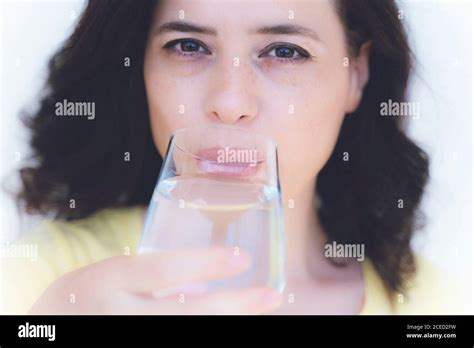 Young Woman Drinking Pure Glass Of Water Stock Photo Alamy