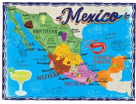 John Coulter Maps By John Coulter Illustration Mexico Map Mexico Map