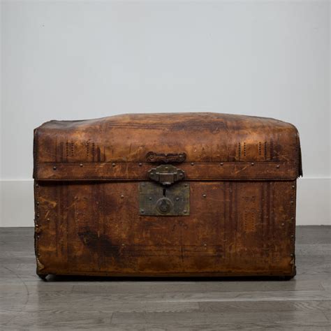 Embossed Leather And Brass Trunk By Ds Martin And Co San Francisco C