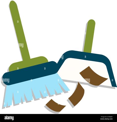 Broom And Dustpan Flat Vector Illustration Household Cleaning Utensil