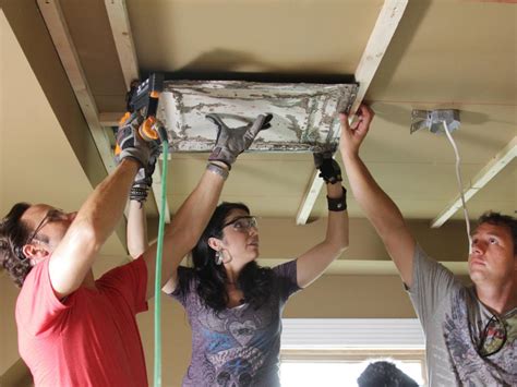 The furring strips can either run perpendicular to the ceiling joists, or on top of each joist. How to Install a Stamped Tin Ceiling | how-tos | DIY