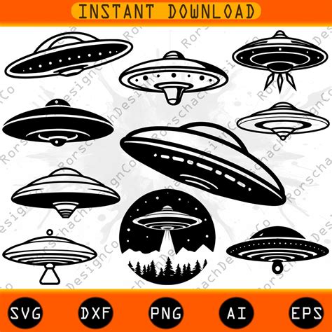 10 UFO Svg Bundle UFO Pack Space Svg Alien Svg Spaceship Etsy