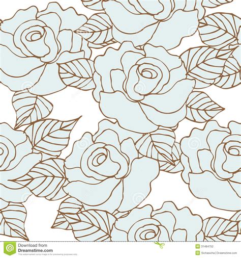 Seamless floral pattern with outline roses. Seamless Pattern Of Rose Flower Stock Vector ...