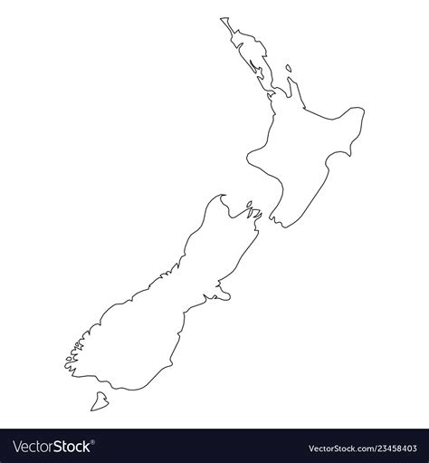 New Zealand Solid Black Outline Border Map Vector Image