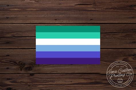 Gay Men Pride Flag Decal Waterproof Blue Green And White Etsy