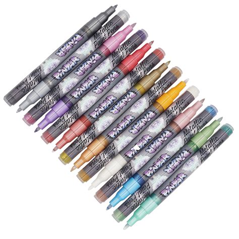 Pintar Premium Metallic Paint Pens 14 Pack 07mm Fine Tip For Rock P
