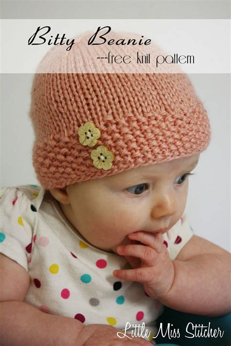 Little Miss Stitcher Bitty Beanie Free Knit Pattern Baby Hats
