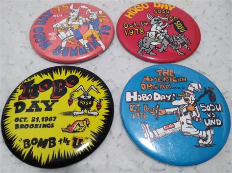 Vintage SDSU Hobo Day 1960-70s South Dakota State Button Pin Pinback