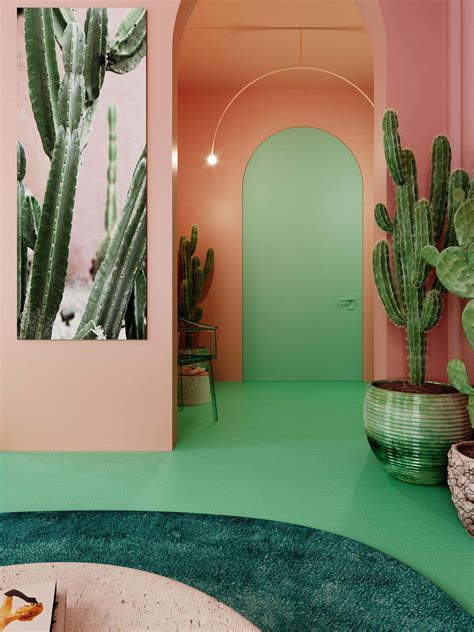 A Pastel Pink And Mint Green Color Palette Creates A Statement Interior
