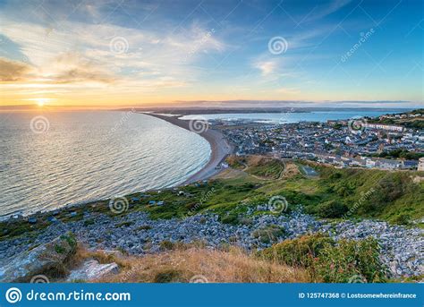 Sunset On The Isle Of Portland In Dorset Stock Photo Image Of