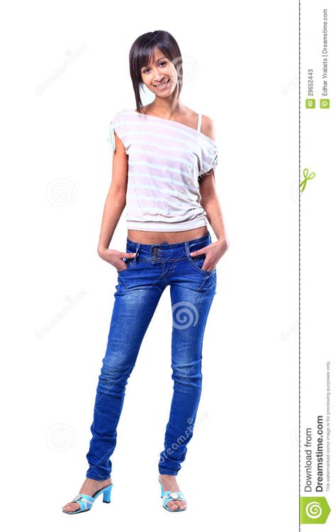 Full Body Portrait Of Happy Smiling Woman Stock Image Image Of Full