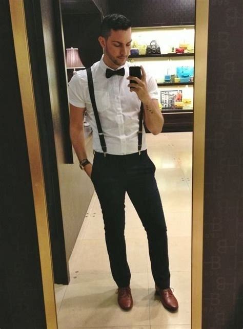 White Shirt Suspenders Fashion Tips With Black Suit Trouser