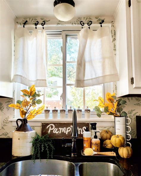Pumpkin Filled Fall Kitchen Window Fall Kitchen Decor Fall