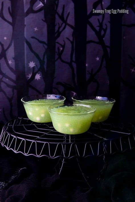 Also, some frogs lay a clutch of eggs (where they're all grouped together) and others lay a string of eggs. Swampy Frog Egg Pudding | Halloween food for party, Frog eggs