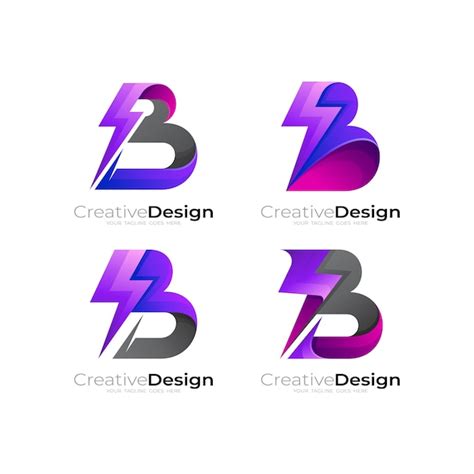 Premium Vector Set Letter B Logo And Thunder Design Combination