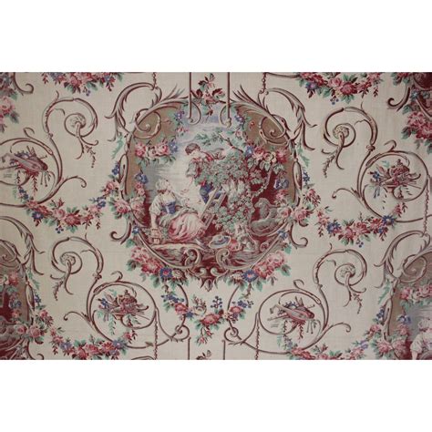 French Toile Fabric Romantic Scenes 39x101 Rococo Design 39x101 Inches