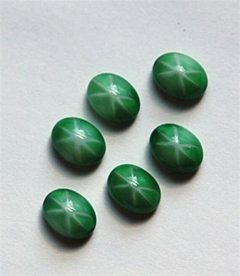 Vintage Emerald Green Star Cabochons 8mm X 6mm Cab575aa