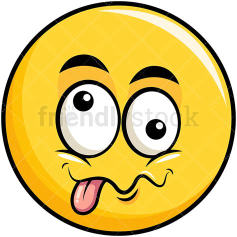 Goofy Crazy Eyes Yellow Smiley Emoji Cartoon Vector