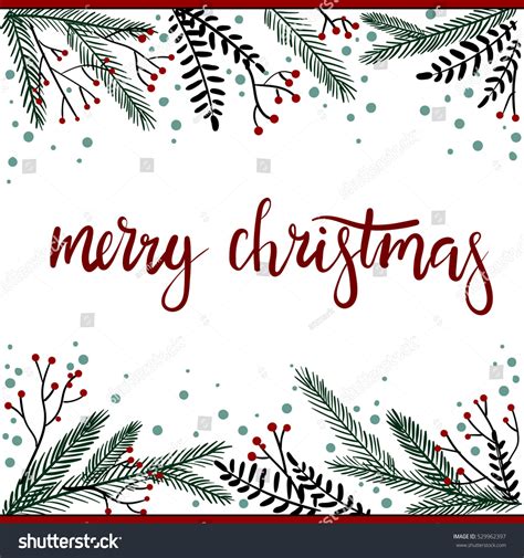 Merry Christmas Hand Lettering Greeting Card Vector Illustration