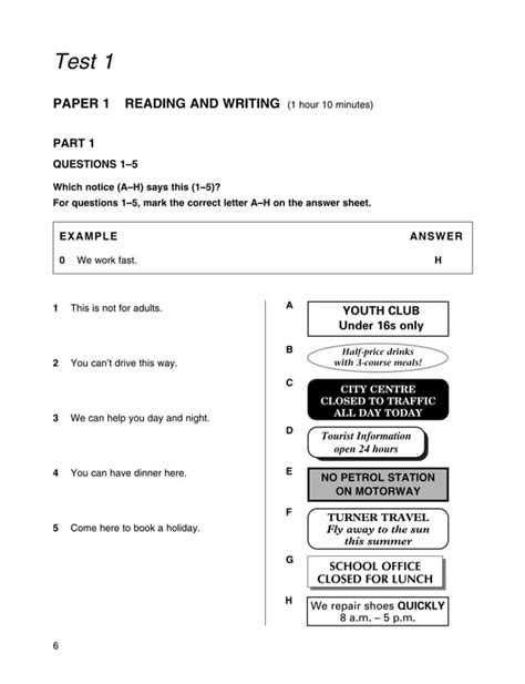 Ket Reading And Writing Practice