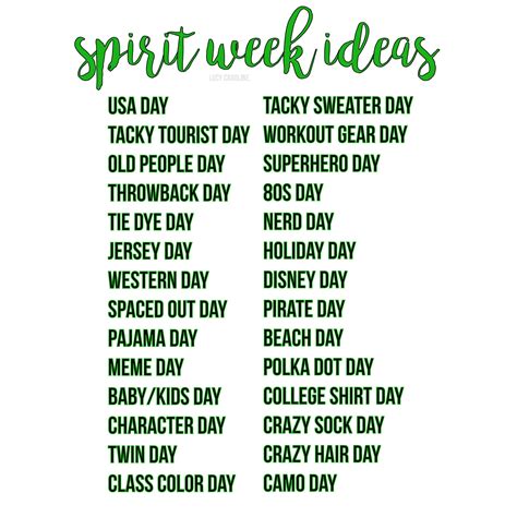 spirit week ideas!!! | School spirit days, School spirit ideas pep