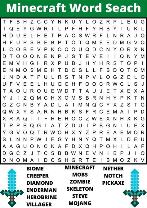 Minecraft Word Search Printable Word Search Printable Images And The