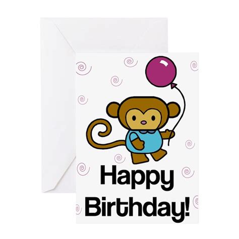 Happy Birthday Monkey Greeting Card By Sugarbelleshop