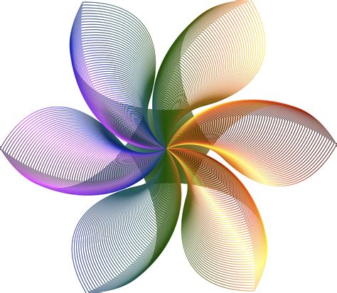 Clipart Prismatic Hexagonal Flower Shape Line Art