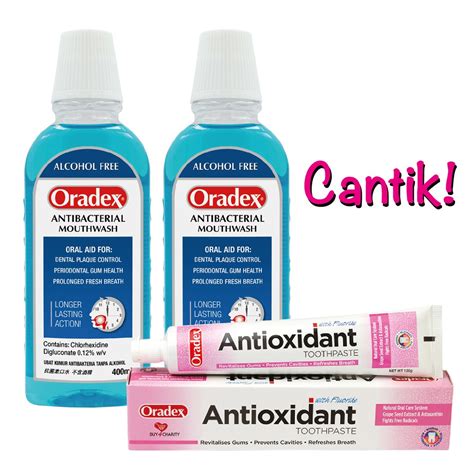 Oradex Antibacterial Mouthwash 400ml X 2 Antioxidant Toothpaste