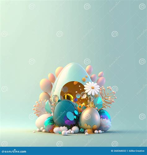 Tarjeta De Saludo Festivo De Semana Santa Con Huevos 3d Y Flores