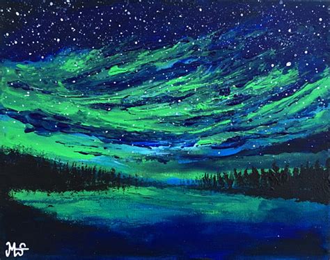 Northern Lights Acrylic Painting At Explore